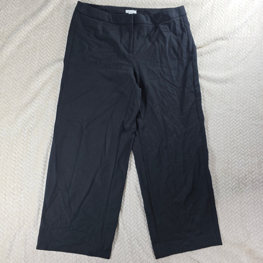 J. Jill Ponte Knit Wide Leg Black Trousers Black 12 Womens